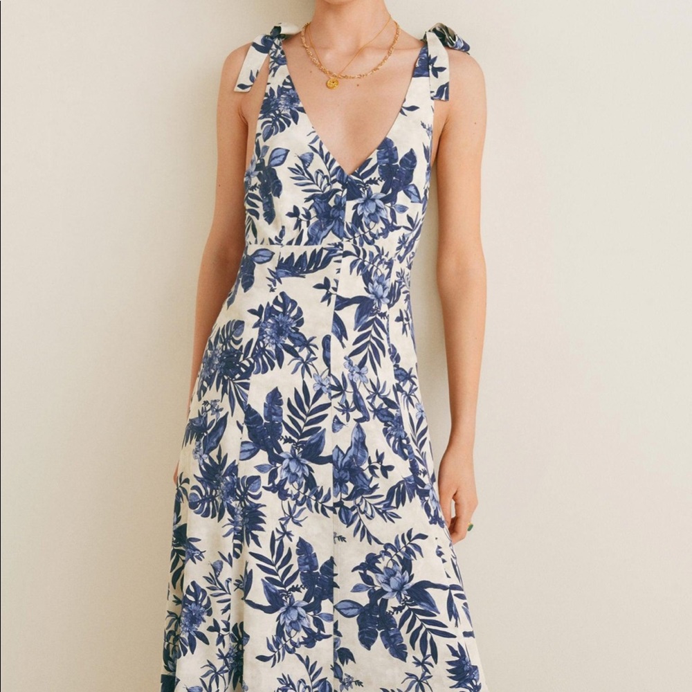 Mango Blue Floral Dress